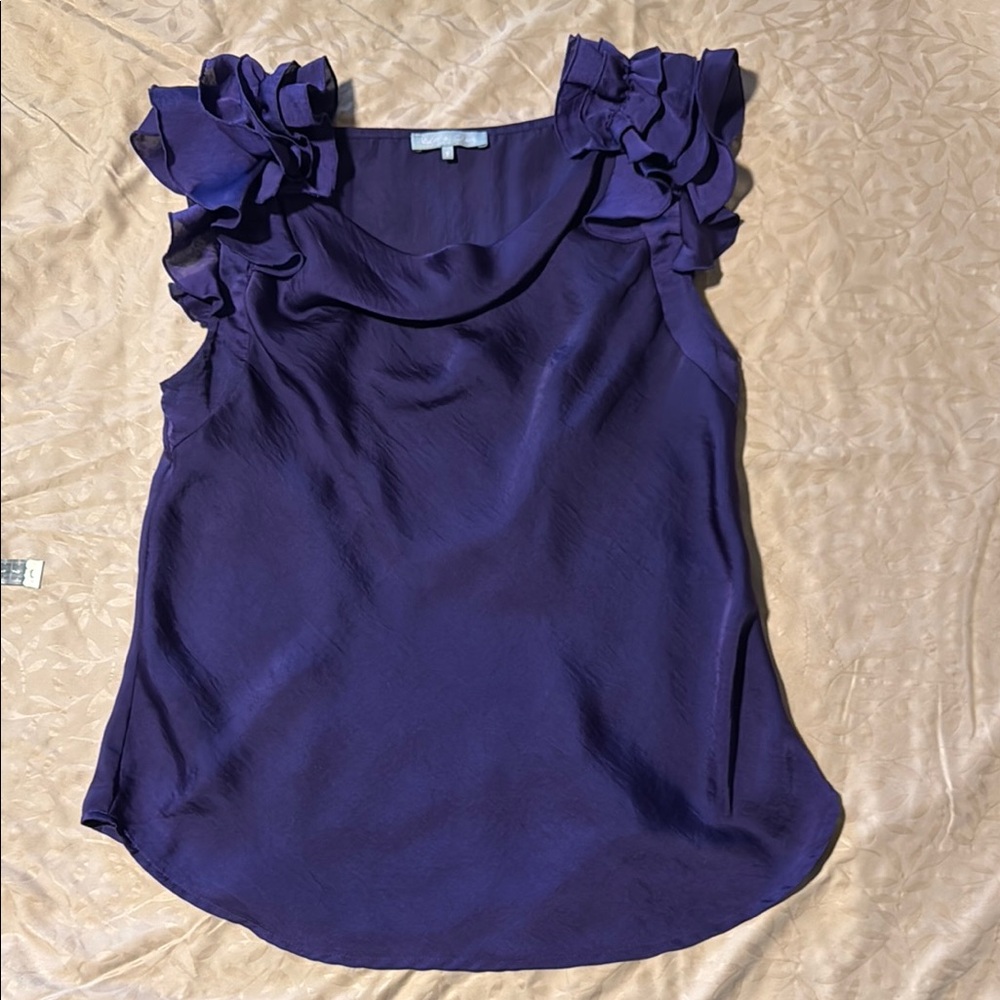 Violet & Claire Purple Ruffled Sleeveless Blouse